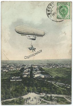Widok na miasto z rotundą. Pocztówka ok 1908